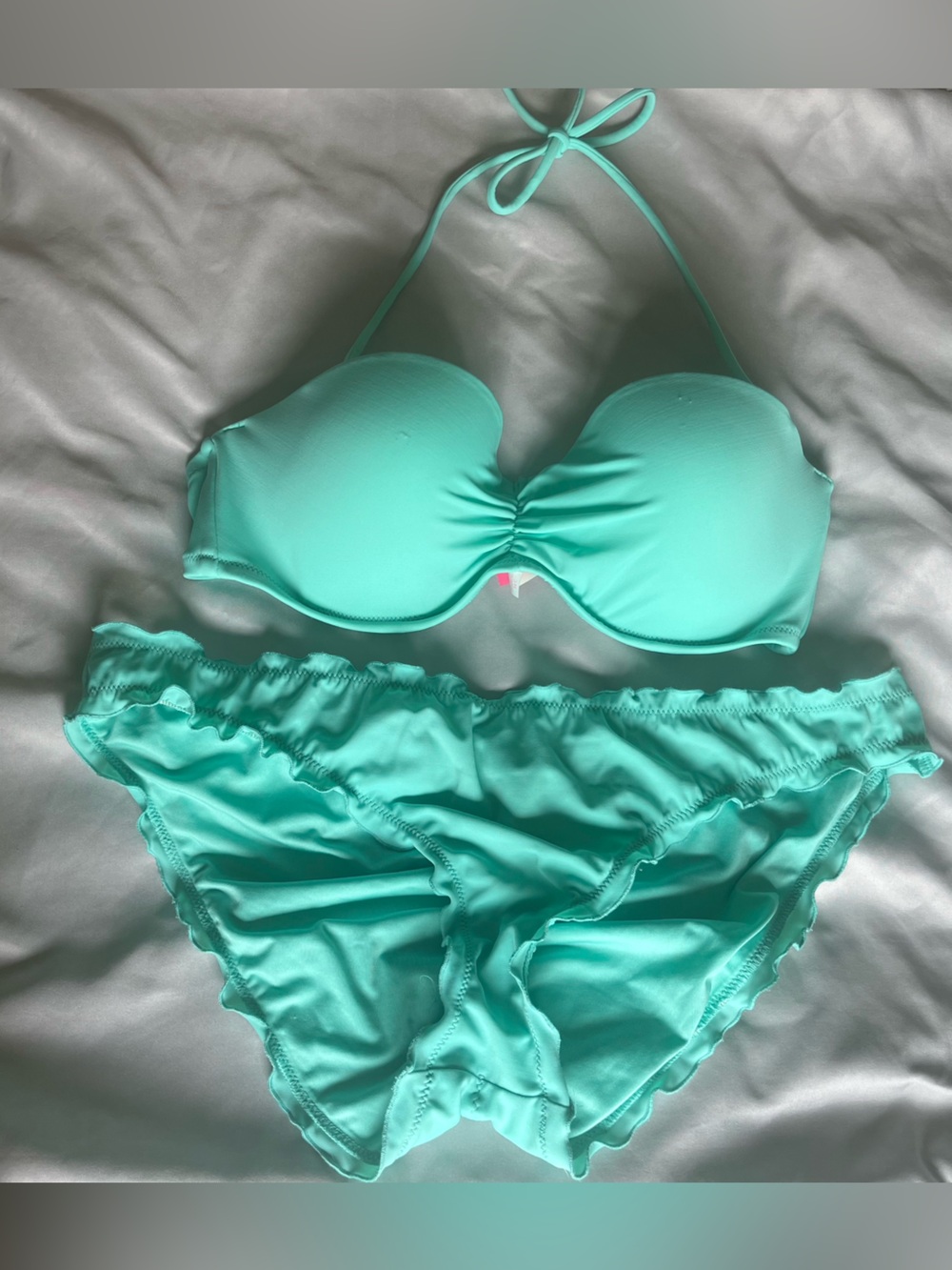Victoria Secret Turquoise Bikini Set. Removable Straps. Large Bottom, 36C top